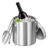 Double-Wall Stainless Steel Insulated Ice Bucket 3L Ice Holder Ice Container with Lid Scoop Strainer Handle for Wine Champagne Beer Parties Cocktails