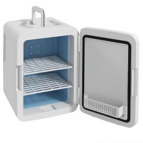 HOMCOM Skincare Fridge for Bedroom, Car with LED Mirror, Cooler and Warmer, AC/DC Powered Mini Fridge for Skincare, Beverage