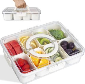 Divided Snack Box With Lid – Clear Food Storage Container With Colorful Compartments – Reusable Bento Organizer For Snacks, Fruits, Nuts, And Meal Pre