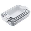 Ceramic Baking Dish 4 Pieces Rectangular Bakeware Set Deep for Baking White