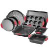 Baking Pan Set 8-Piece Nonstick Carbon Steel Bakeware Set with Silicone Handle