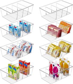 8 Pack Food Storage Organizer Bins Clear Plastic Bins for Pantry Kitchen