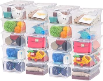 20 Pack Storage Bins with Lids Quart Shoe Boxes