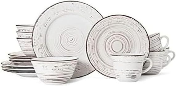 Trellis White 16-Piece Stoneware Dinnerware Set