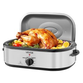 Roaster Oven, 18QT Electric Roaster Oven, 150-450°F Adjustable Temperature Electric Roasting Pan with Self-Basting Lid, Cool-Touch Handle, Defrost & W