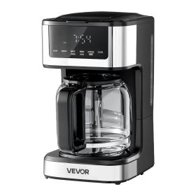 VEVOR Programmable Coffee Maker, 12 Cup Programmable Drip Coffee Makers with Touch Screen, 4-Hour Keep Warm Coffee Makers Drips, 2 Brew Strengths Drip