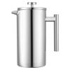 VEVOR French Press Coffee Maker, 51 Ounce 1.5 Liter Stainless Steel Coffee Press Tea Maker with Filter, Large Double Wall Insulated French Presses Col