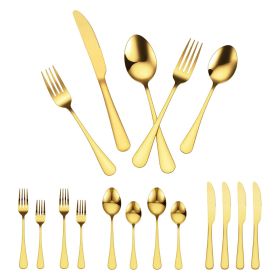 VEVOR 100-Piece Gold Silverware Set, Food-Grade Stainless Steel Flatware Utensils for 20, Mirror Finished Cutlery Set, Dishwasher Safe Eating Tablewar