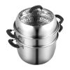 VEVOR Steamer Pot 11in/28cm, 3 Tier Steamer Pot for Cooking with 8.5QT Stock Pot, Vegetable Steamer & 2 Steaming Tray, Food-Grade 304 Stainless Steel
