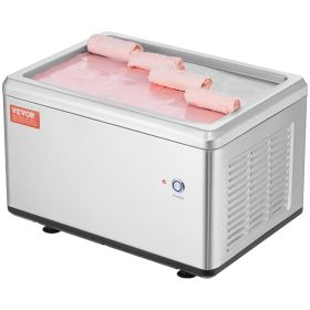 VEVOR Fried Ice Cream Roll Machine, 19.3" x 14.9" Stir-Fried Ice Cream Pan, Stainless Steel Rolled Ice Cream Maker with Compressor and 2 Scrapers, for
