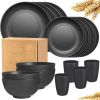 32 Pieces/set of Plastic Tableware, Including Plates, Squares, Bowls, and Cups, Suitable for Families, Camping, Picnics, School Dormitories, Parties,