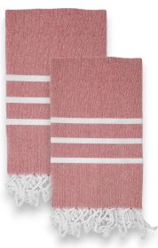 Turkish Hand Towels 100% Cotton 18x40 inch Set of 2 Decorative Kitchen Bathroom Hand Towels  Red White Stripes