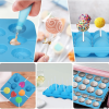 554PCS Cake Pop Maker Kit - Silicone Lollipop Molds Baking Supplies with 3 Tier Display Stand | Chocolate Candy Melting Pot | Bags and Twist Ties | Ca