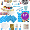 554PCS Cake Pop Maker Kit - Silicone Lollipop Molds Baking Supplies with 3 Tier Display Stand | Chocolate Candy Melting Pot | Bags and Twist Ties | Ca