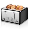 4 Slice Toaster Stainless Steel Retro Toasters, Bagel, Defrost, Reheat, Cancel Function 6 Shade Settings Removable Crumb Tray Auto Pop-Up, Kitchen App