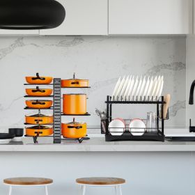 8 Tier Pot and Pan Organizer Rack for Cabinet With 3 DIY Methods, Adjustable Organizer for Pots, Pans and Lids with Utensil Holders