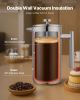 VEVOR French Press Coffee Maker, 51 Ounce 1.5 Liter Stainless Steel Coffee Press Tea Maker with Filter, Large Double Wall Insulated French Presses Col