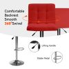 Bar Stools 1 Set of 2, Counter Height Bar Stools, Square Cushion Bar Stools with Back, Footstool, Cafe, Red, 2 pieces