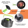 Set of 16Pcs Camping Cooking Ware Camping Stove Cookware Kit Aluminum Kettle with Bowls Knife Fork Spoon Carabiner Spatula Cutting Board for Hiking Pi