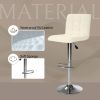 Bar Stools 1 Set of 2, Counter Height Bar Stools, Square Cushion Bar Stools with Back, Footstool, Cafe, White, 2 pieces