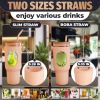 46 Oz Glass Tumbler with Straw and Lid Peach Glass Water Bottle with Natural Bamboo Lid 2 Slim and Boba Straws Silicone Sleeve Dishwasher Safe Car Hol