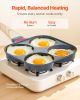 Egg Pan, 4-Cup Nonstick Egg Frying Pan, Aluminum Breakfast Omelette Skillet for Pancakes, Hamburgers, Sandwiches, with Lid, Oil Brush, Scraper, Compat