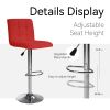 Bar Stools 1 Set of 2, Counter Height Bar Stools, Square Cushion Bar Stools with Back, Footstool, Cafe, Red, 2 pieces