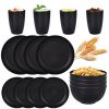 32 Pieces/set of Plastic Tableware, Including Plates, Squares, Bowls, and Cups, Suitable for Families, Camping, Picnics, School Dormitories, Parties,
