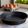 (3 pack) Nonstick Steel 9" x 9" Round Cake Pan, Dark Gray
