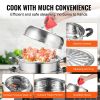 VEVOR Steamer Pot 11in/28cm, 3 Tier Steamer Pot for Cooking with 8.5QT Stock Pot, Vegetable Steamer & 2 Steaming Tray, Food-Grade 304 Stainless Steel
