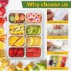 Divided Snack Box With Lid – Clear Food Storage Container With Colorful Compartments – Reusable Bento Organizer For Snacks, Fruits, Nuts, And Meal Pre