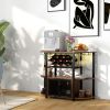 HOMCOM Wine Liquor Cabinet, Mini Bar Table Wine Stand with Charging Station, LED Lighted & Glass Holders for Home, Rustic Brown