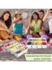 Divided Snack Box With Lid – Clear Food Storage Container With Colorful Compartments – Reusable Bento Organizer For Snacks, Fruits, Nuts, And Meal Pre