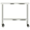 Kitchen Work Table with Wheels 43.3"x11.8"x33.5" Stainless Steel