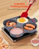 Egg Pan, 4-Cup Nonstick Egg Frying Pan, Aluminum Breakfast Omelette Skillet for Pancakes, Hamburgers, Sandwiches, with Lid, Oil Brush, Scraper, Compat