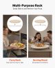 VEVOR Pizza Stone, 16 in Round Pizza Stone, 0.67" Thick Extra Large Baking-Stone with Rack Stand, 1450°F Heat-Resistant Cooking Stones, for Kitchen Ov