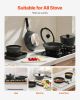 17 Piece Pots and Pans Set Granite Nonstick Kitchen Cookware Induction Black