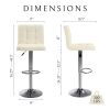 Bar Stools 1 Set of 2, Counter Height Bar Stools, Square Cushion Bar Stools with Back, Footstool, Cafe, White, 2 pieces