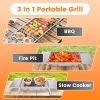 3 In 1 Foldable Charcoal Grill Fire Pit Slow Cooker 2-3 People Portable Camping Grill Stainless Steel BBQ Grill for Camping Tailgating Yard GPCT5452