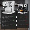 PlumChef Espresso Machine 20 Bar Professional Compact Household Coffee Espresso Maker with Milk Frother Steam Wand Pressure Gauge 60oz Water Tank Low