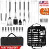 Stainless Steel BBQ Grill Tool Kit Grilling Utensil Accessories w/ Spatula Tongs Fork Knife
Brush Pepper Salt Shaker Bottle Grilled Skewers Corn Need