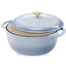 6 Quart Large Enamel Cast-Iron Dutch Oven Kitchen Cookware (Option: Baby Blue)
