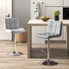 Set of 2 Modern Adjustable Height Bar Stools with PU Leather Swivel Seat