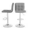 Set of 2 Modern Adjustable Height Bar Stools with PU Leather Swivel Seat