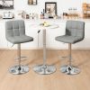 Set of 2 Modern Adjustable Height Bar Stools with PU Leather Swivel Seat
