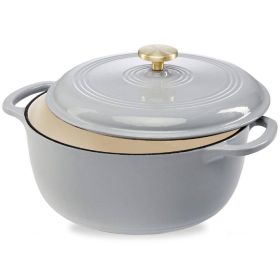 6 Quart Large Enamel Cast-Iron Dutch Oven Kitchen Cookware (Option: Light Grey)