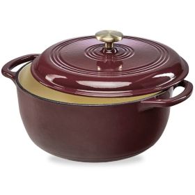 6 Quart Large Enamel Cast-Iron Dutch Oven Kitchen Cookware (Option: Maroon Cabernet Red)