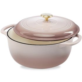 6 Quart Large Enamel Cast-Iron Dutch Oven Kitchen Cookware (Option: Pink Beige Off-White)