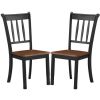 Set of 2 Solid Wood Mission Style Armless Dining Chairs with Brown Seat