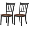 Set of 2 Solid Wood Mission Style Armless Dining Chairs with Brown Seat